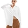 Bershka Oversized Linen Shirt In White For Women -Chic Maze Sales 208154696 1 white