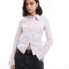 Bershka Fitted Shirt In Pink Stripe For Women -Chic Maze Sales 208154699 1 pink