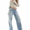 Bershka Super Baggy Wide Leg Jeans In Light Wash Blue For Women -Chic Maze Sales 208154707 1 blue
