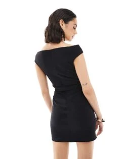 Bershka Ruched Off The Shoulder Mini Dress In Black For Women -Chic Maze Sales 208154710 3