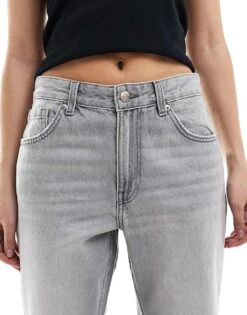 Bershka Ripped Knee Wide Leg Jeans In Light Grey For Women -Chic Maze Sales 208154714 5