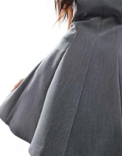 Bershka Pleated Tailored Mini Dress In Grey For Women -Chic Maze Sales 208154733 3