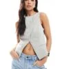 Bershka Round Neck Waistcoat In Grey Stripe For Women -Chic Maze Sales 208154762 1 grey