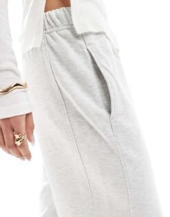 Bershka Wide Leg Joggers In Grey Marl For Women -Chic Maze Sales 208154765 2