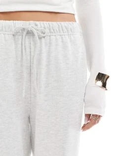 Bershka Wide Leg Joggers In Grey Marl For Women -Chic Maze Sales 208154765 4