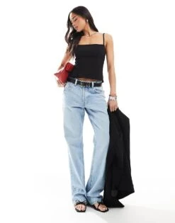 Bershka Straight Neck Tailored Corset Top In Black For Women -Chic Maze Sales 208154805 3