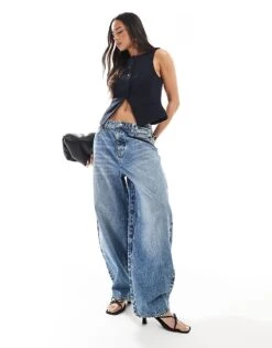 Bershka Round Neck Waistcoat In Navy For Women -Chic Maze Sales 208154807 2