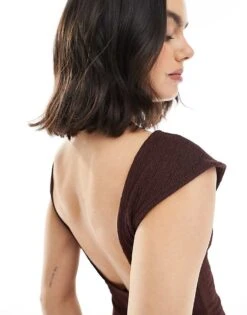 Bershka Shirred Puffball Mini Dress In Burgundy For Women -Chic Maze Sales 208154833 2