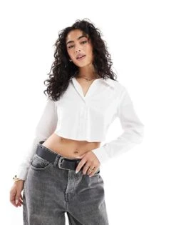 Bershka Boxy Tie Back Shirt In White For Women -Chic Maze Sales 208154838 2