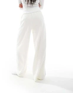 Bershka Wide Leg Joggers In Ecru For Women -Chic Maze Sales 208154858 2