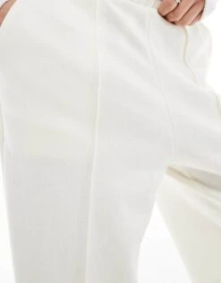 Bershka Wide Leg Joggers In Ecru For Women -Chic Maze Sales 208154858 3