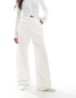 Bershka Wide Leg Joggers In Ecru For Women -Chic Maze Sales 208154858 4