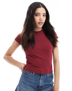 Bershka Baby Tee In Cherry Red For Women -Chic Maze Sales 208154859 1 red 1