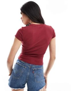 Bershka Baby Tee In Cherry Red For Women -Chic Maze Sales 208154859 4