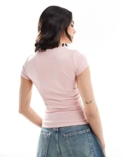 Bershka Short Sleeve Baby Tee In Baby Pink For Women -Chic Maze Sales 208154860 2