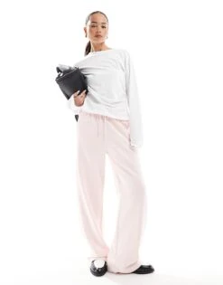 Bershka Wide Leg Joggers In Pale Pink For Women -Chic Maze Sales 208154861 1 pink 1