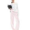 Bershka Wide Leg Joggers In Pale Pink For Women -Chic Maze Sales 208154861 1 pink