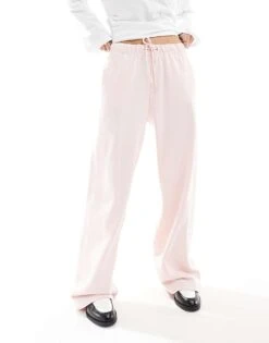 Bershka Wide Leg Joggers In Pale Pink For Women -Chic Maze Sales 208154861 2
