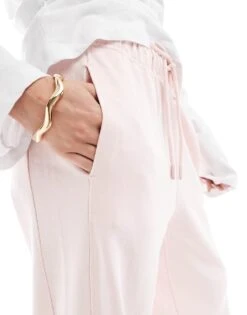 Bershka Wide Leg Joggers In Pale Pink For Women -Chic Maze Sales 208154861 3