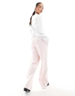 Bershka Wide Leg Joggers In Pale Pink For Women -Chic Maze Sales 208154861 4
