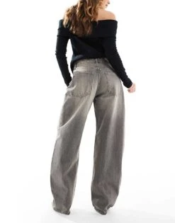 Bershka Wide Balloon Leg Jeans In Dark Grey For Women -Chic Maze Sales 208154889 2