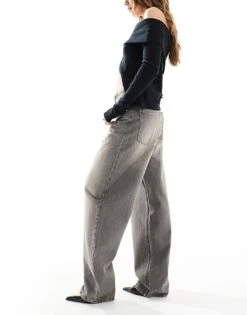 Bershka Wide Balloon Leg Jeans In Dark Grey For Women -Chic Maze Sales 208154889 3