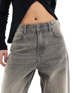 Bershka Wide Balloon Leg Jeans In Dark Grey For Women -Chic Maze Sales 208154889 5