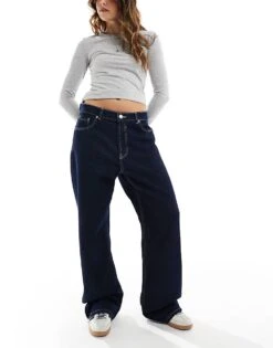 Bershka Baggy Wide Leg Jeans In Indigo Wash For Women Grey -Chic Maze Sales 208154907 1 grey 1