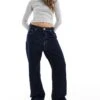Bershka Baggy Wide Leg Jeans In Indigo Wash For Women Grey -Chic Maze Sales 208154907 1 grey