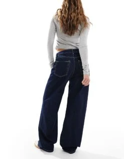Bershka Baggy Wide Leg Jeans In Indigo Wash For Women Grey -Chic Maze Sales 208154907 2