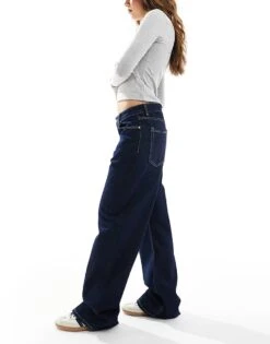 Bershka Baggy Wide Leg Jeans In Indigo Wash For Women Grey -Chic Maze Sales 208154907 3