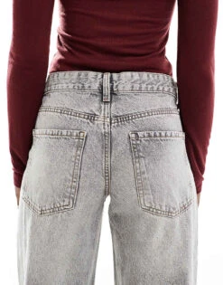 Bershka Baggy Straight Leg Jeans In Washed Grey For Women -Chic Maze Sales 208154917 4