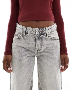 Bershka Baggy Straight Leg Jeans In Washed Grey For Women -Chic Maze Sales 208154917 5