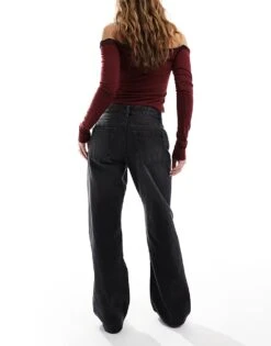 Bershka Ripped Knee Wide Leg Jeans In Black For Women -Chic Maze Sales 208154920 2