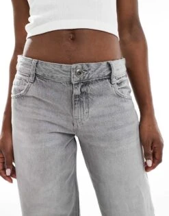 Bershka Baggy Wide Leg Jeans In Washed Grey For Women -Chic Maze Sales 208154924 4