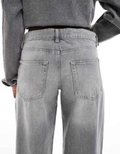 Bershka Baggy Wide Leg Jeans In Washed Grey For Women -Chic Maze Sales 208154924 5