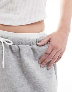 Bershka Double Waistband Skater Mini Skirt In Grey Marl For Women -Chic Maze Sales 208154956 4