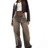 Bershka Baggy Wide Leg Jeans In Washed Brown For Women -Chic Maze Sales 208154957 1 brown