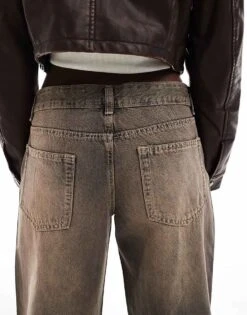 Bershka Baggy Wide Leg Jeans In Washed Brown For Women -Chic Maze Sales 208154957 5
