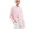 Bershka Oversized Linen Shirt In Pink For Women -Chic Maze Sales 208154997 1 pink