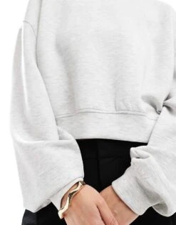 Bershka Boxy Hoodie In Grey Marl For Women -Chic Maze Sales 208155115 2