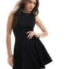 Bershka Pleated Tailored Mini Dress In Black For Women -Chic Maze Sales 208155145 1 black