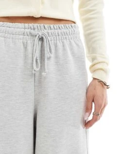 Bershka Balloon Leg Wide Leg Joggers In Grey Marl For Women -Chic Maze Sales 208155165 3