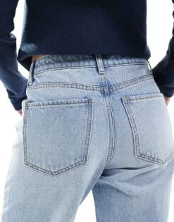 Bershka Straight Wide Leg Jeans In Light Blue Wash For Women -Chic Maze Sales 208155174 4