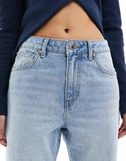 Bershka Straight Wide Leg Jeans In Light Blue Wash For Women -Chic Maze Sales 208155174 5