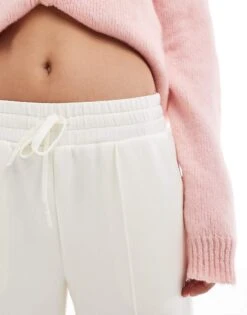 Bershka Soft Touch Wide Leg Joggers In Ecru For Women -Chic Maze Sales 208170133 4