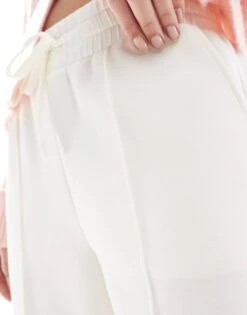 Bershka Soft Touch Wide Leg Joggers In Ecru For Women -Chic Maze Sales 208170133 5