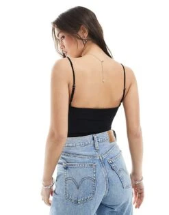 Bershka Cowl Neck Halterneck Bodysuit In Black For Women -Chic Maze Sales 208174975 4