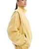 Bershka Faux Leather Harrington Jacket In Butter For Women Yellow -Chic Maze Sales 208220200 1 yellow