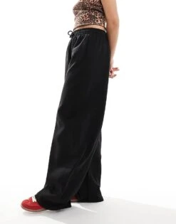 Bershka Balloon Leg Wide Leg Joggers In Black For Women -Chic Maze Sales 208223146 2